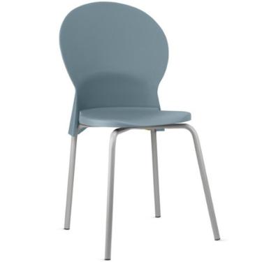 Imagem de Cadeira Mond F02 Estrutura em Aço Assento em Plástico Azul para Sala de Jantar e Cozinha