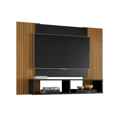 Imagem de Painel Para Tv Até 48 Polegadas Navi Preto E Pintura Ripado Preto/nature