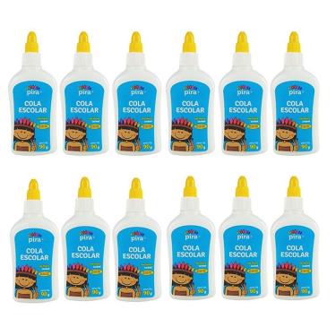 Imagem de Cola Líquida Branca Escolar 90g 12 Unidades - Pira
