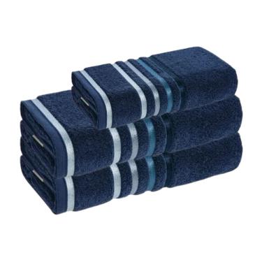 Imagem de Jogo Toalhas de Banhão 3 peças Lumina Unika Karsten Azul Naval Fio Penteado
