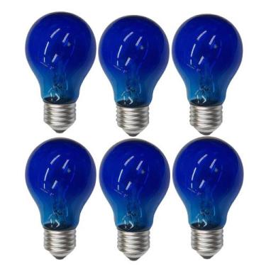Imagem de Lâmpada Incandescente A19 E-27 Azul 6 Pçs - NARDSEXPRESS