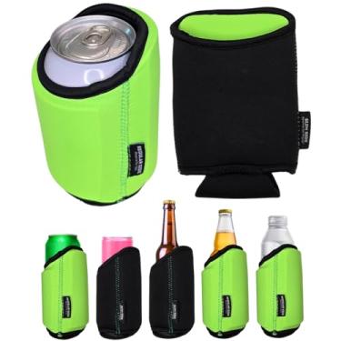 Imagem de TahoeBay Universal Blank Can Coolers (Pacote Com 8) Mangas Isoladas De Neoprene 4 Em 1 Para Latas E Garrafas Cerveja 12 Oz, Finas, Bebidas 16 Água, Blanks Sublimação, Vinil, Dtf (Verde-Limão/Preto)