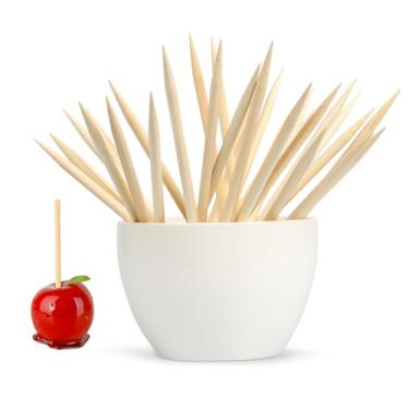 Imagem de HIYALOT Palitos De Espeto Para Doces 6" - Madeira Bétula Natural, Perfeitos Algodão-Doce, Maçãs Caramelizadas, Pirulitos Bolo E Muito Mais. Pacote Com 70 Salsichas Cachorro-Quente Milho Ideais, Qual