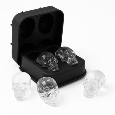 Imagem de Forma de Gelo Caveira 3D em Silicone – Molda Cubos Grandes e Detalhados para Whisky e Coquetéis
