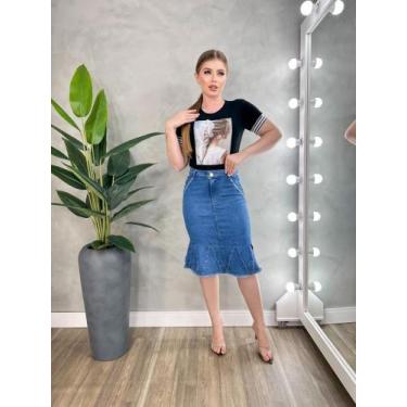 Imagem de Saia Jeans Moda Evangelica. - ATIVA SAIAS., GG