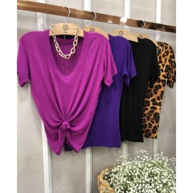 Imagem de Blusa podrinha feminina tshirt manga curta fashion - Filó modas, Azul,