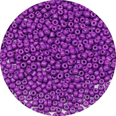 Imagem de Bala&Fillic Contas de semente de 4 mm cor roxa escura cerca de 1200 peças/100 gramas em saco, 6/0 contas de vidro para fazer pulseira e colar (roxo escuro)