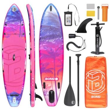 Imagem de iBoard Pranchas Infláveis De Stand Up Paddle 11′×33″×6″ Com Excelentes Acessórios Prancha Sup Grossos, Amplas E Estáveis, Adequadas Para Cargas Elevadas Jovens Adultos