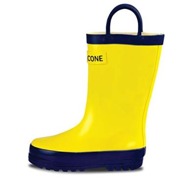 Imagem de Botas de chuva infantis Lone Cone para meninas e meninos – Botas de chuva infantis de borracha natural à prova d'água com sola antiderrapante e alças fáceis de puxar – designs sólidos, padrões e