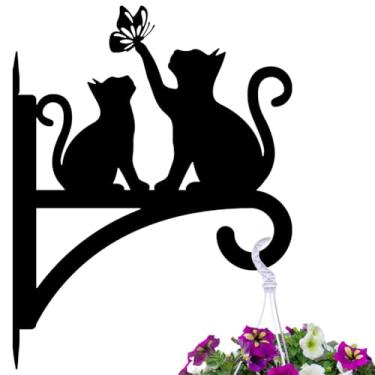 Imagem de Peacoblue Ganchos para plantas de ferro para pendurar ao ar livre, vasos de samambaia, lanterna, alimentador de pássaros, sinos de vento, suporte de parede de metal resistente a intempéries para gatos