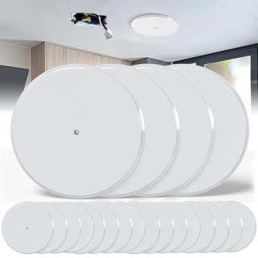 Imagem de Placa de cobertura de teto, placa de parede de metal em branco de 12 cm serve para orifícios de caixa elétrica redondos/octógonos de 8,5 cm a 10,2 cm, placa de cobertura para detector de fumaça com