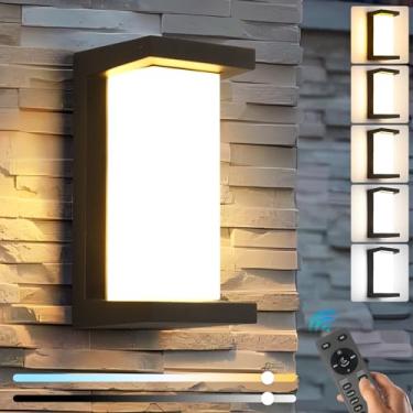 Imagem de sunseatop Luminárias De Parede Externas 5 Circuitos, Arandela Moderna Led Com Controle Remoto Ip65 À Prova D'Água, Alumínio Preto Para Casa, Varanda, Garagem, Passarela, Quintal E Jardim