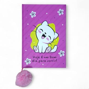 Imagem de Caderno de Anotações Caderneta Com Marcador Pompom Bichinhos Frases Capa Dura 80 Folhas 20 x 14 cm (ROSA GATINHO)