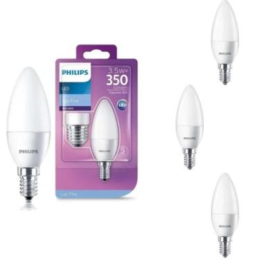 Imagem de 4 Lâmpada Led Vela 3.5w Philips Bivolt 6500k E14/27 350lm