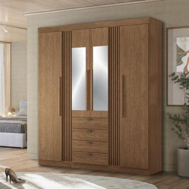 Imagem de Guarda-roupa 4 Portas 4 Gavetas com Espelho Mdp Aurora - Santos Andirá