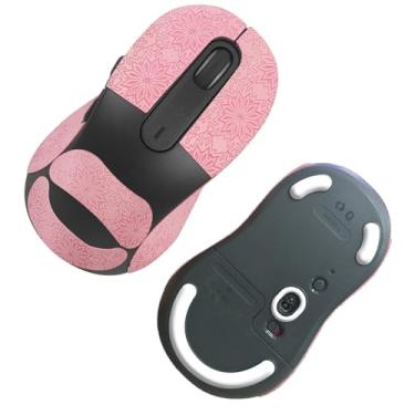 Imagem de NOUKAJU Fita adesiva para mouse cobertura total para mouse sem fio Logitech Signature M650 L, bordas curvas arredondadas, patins para pés (almofada de pé + fita de aderência de mouse rosa)