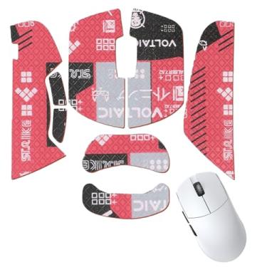 Imagem de NOUKAJU Fita aderente para mouse Lamzu Thorn sem fio para jogos, fita antiderrapante para mouse, kit de atualização de mouse profissional pré-cortado resistente ao suor autoadesivo (vermelho)