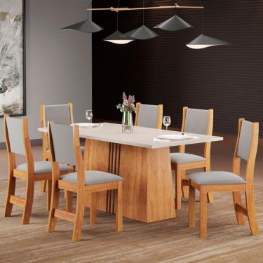 Imagem de Mesa de Jantar 6 Lugares Vanessa Marrom/Blonde/Veludo Cinza - Pnr Móveis