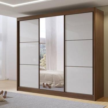 Imagem de Guarda-Roupa Casal 3 Portas de Correr com Espelho 100 % MDF Cristal - 