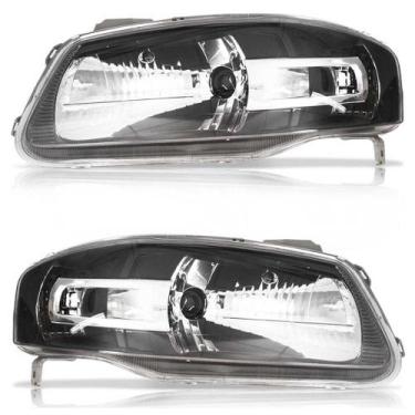 Imagem de Par Farol Máscara Negra Friso+Par Milha Superior+Lâmpadas H4+Lâmpadas 