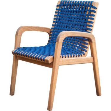 Imagem de Cadeira Trama com Braço Corda Azul com Estrutura Stain Jatobá - 66743 