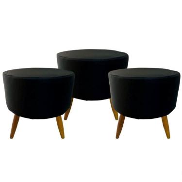 Imagem de Kit 3 Peças Capa Puff Redondo Pé Palito Malha Com Elástico