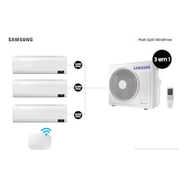Imagem de Tri-Split Samsung WindFree 24.000 BTUs (Hi Wall 3x12.000) Quente/Frio com WiFi 220V