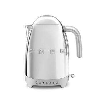 Imagem de SMEG Chaleira elétrica de 7 xícaras de temperatura variável - estética estilo retrô com tecnologia avançada - aço inoxidável, 1400W, 120V, base giratória de 360°, função manter quente (prata)