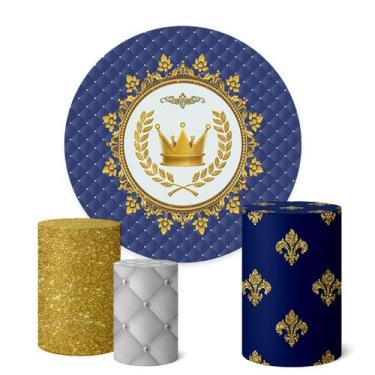 Imagem de Trio Capas Cilindro + Painel Redondo 1,50m Realeza Menino - Fadrix, K1