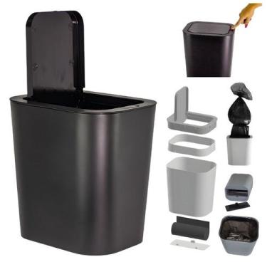 Imagem de Lixeira Plástica 12 Litros Com Tampa Click Banheiro Cozinha - TONK, Pr