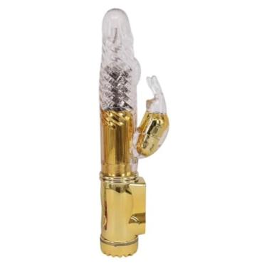 Imagem de Vibrador Rotativo Rabbit 36 Funções Brinquedo Erótico com Estimulador Clitoriano [DOURADO] RT002G