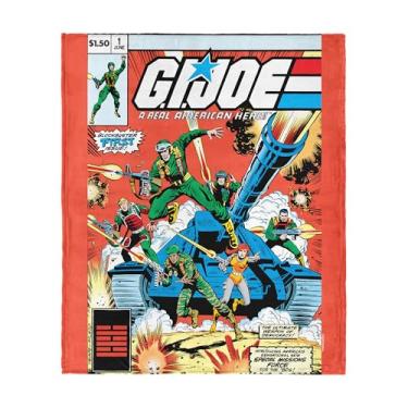 Imagem de G.I. Joe GI Comics Issue 1 Silk Touch Throw, 101,6 x 127 cm – Cobertor de lã de desenho animado Hasbro, roupa de cama retrô ultramacia para cama ou sofá