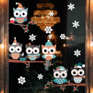 Imagem de Adesivos anticolisão de coruja para janela de Natal adesivos de alerta de vidro adesivos estáticos evitam batidas de pássaros para decoração de porta de sala de estar de vidro de janela