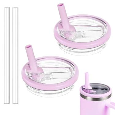 Imagem de Tianhengyi Tampa de copo de substituição de 850 g para Stanley Quencher, pacote com 2 tampas de canudo à prova de vazamento compatíveis com acessórios Stanley Cup, roxo claro