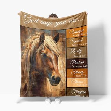Imagem de Cobertor de cavalo God Says You are cobertor de lã super macio, quente, aconchegante, felpudo, cavalo, presentes para homens, mulheres, meninas, meninos, crianças, adolescentes, decoração de quarto