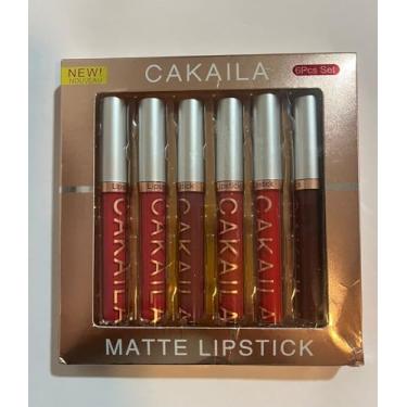 Imagem de kit 6 Batons líquido fosco com 6 peças, aveludado, de longa duração, alta pigmentação, nude, à prova d'água, kit de brilho labial para meninas e mulheres