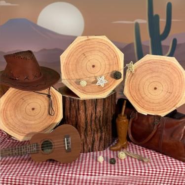 Imagem de 8HREST 4 peças de decoração de toco de árvore VBS decoração de festa de acampamento de cowboy ocidental decoração de tronco de árvore falsa caixas de centro de mesa para acampamento escolar 2025