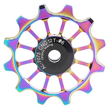 Imagem de Fockety Polia do Desviador Traseiro 12T, Roda de Liga de Alumínio 12T Guia de Cerâmica Roda de Polia do Desviador Traseiro da Bicicleta, Rolamento Cerâmico Roda de Rolo Guia de Bicicleta