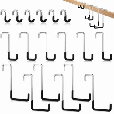 Imagem de MAQUITA 18 ganchos de gancho de viga resistentes revestidos de vinil grandes ganchos utilitários de garagem de metal para pendurar escada de bicicleta organizador de ferramentas de jardim