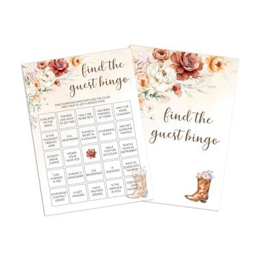 Imagem de Jogos de chá de panela, 25 cartas de jogo, cartas com tema de caubói floral boho outono, chá de panela, noivado, despedida de solteira, jogo de festa de casamento para decorações suprimentos - A24