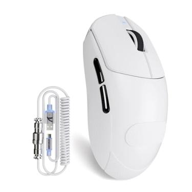 Imagem de ATTCK Shark X8Plus 55 g Superlight Mouse para jogos sem fio com DPI 40K, sensor PAW 3395PRO, chip Broadcom BK52820, switch HUANO, driver de web, mouse de mão grande com ajuste de modo triplo com cabo