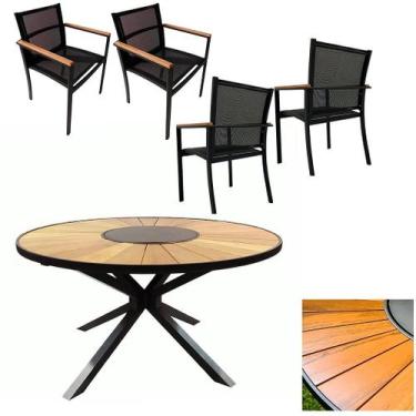 Imagem de Jogo de Mesa 1,30m Zurick Madeira Pétalas 4 Cadeiras Jantar Amélia Tel