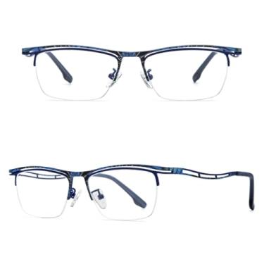 Imagem de VFDHN Armação de óculos de titânio masculina, óculos de grau sem aro, ultraleve (85890 azul C7)
