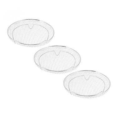 Imagem de aqxreight Frita Empilhável Desidratador Racks 3pcs Aço Inoxidável para Secar Carne de Frutas Compatíveis Com a Maioria das Fritadeiras
