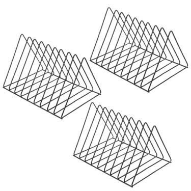 Imagem de mekueeex 3 porta-revistas triangulares para livros, 9 compartimentos, organizador de discos de vinil de metal, organizador de revistas, organizador multifuncional para decoração de casa, escritório