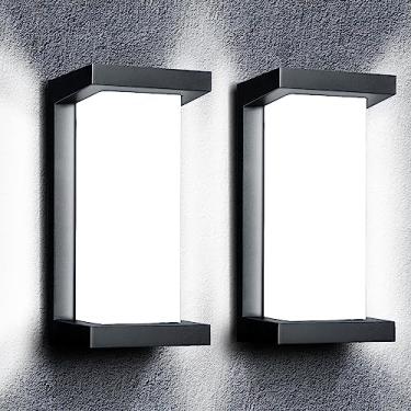 Imagem de Wrasse Luzes de varanda ao ar livre 2000 lúmens luminárias de parede 6500K arandelas externas modernas iluminação de parede para casa externa (pacote com 2)