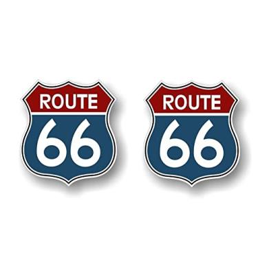 Imagem de 2 Adesivos de vinil vintage Route 66 coloridos 11,4 cm para estação de serviço de garagem (2 decalques coloridos, 10 x 11,4 cm)