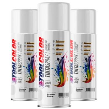 Imagem de Kit 3 Tinta Spray Branco Fosco Tool Color 400ml/250g