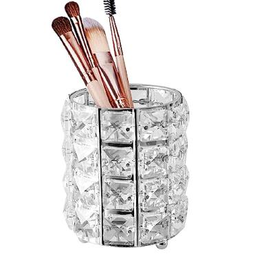 Imagem de Porta-lápis Crystal Cosmetics | Organizador de Porta Pincéis para Maquiagem - Armazenamento de copo portát para pincéis de maquiagem, porta-lápis para penteadeira, escritório doméstico e Thaely