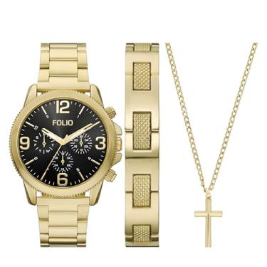 Imagem de Folio Relógio masculino dourado com três ponteiros (modelo: FMDFL6084)